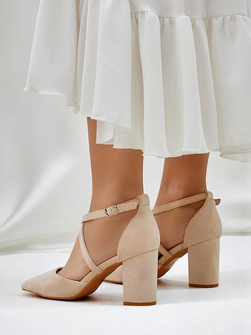 Royalfashion жіночі еко-замшеві туфлі на підборах з ремінцями Kanastru