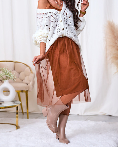 Жіноча сукня міді з фатином Royalfashion Camel