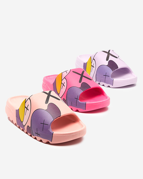 Фіолетові гумові шльопанці жіночі з принтом Pfizz