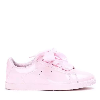 OUTLET Рожеві, лаковані кросівки, перев'язані недільною стрічкою - Взуття