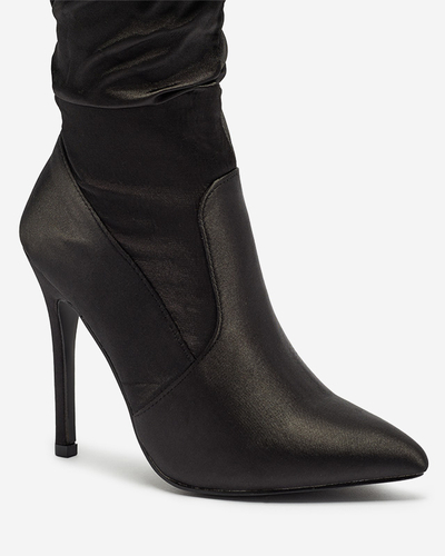 Černé dámské kozačky na vysokém podpatku Humico - Obuv