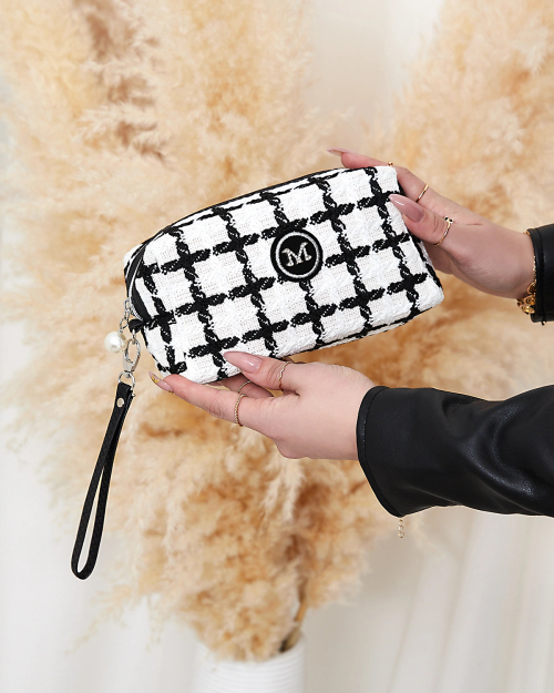 Жіноча косметичка Royalfashion біла в клітинку