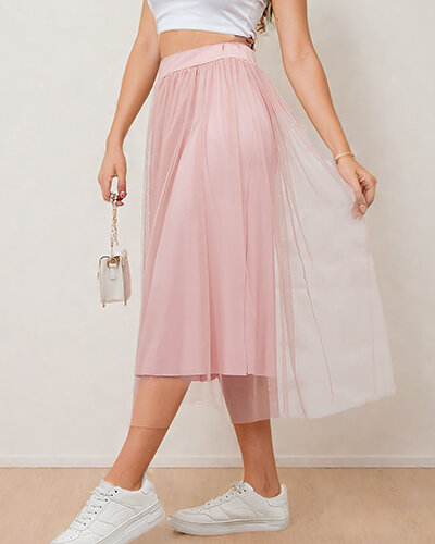 Royalfashion Dámská dvouvrstvá midi sukně