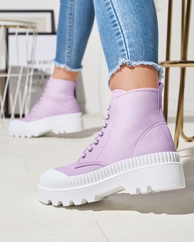 Fialové dámské vysoké sportovní boty a'la sneakers Serewa - Obuv