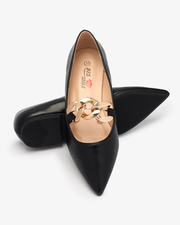 OUTLET Royalfashion Černé dámské baleríny se špičatým nosem Rahha