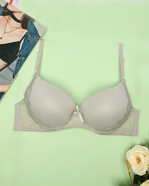 Гладкий жіночий мереживний бюстгальтер сірого кольору - Нижня білизна
