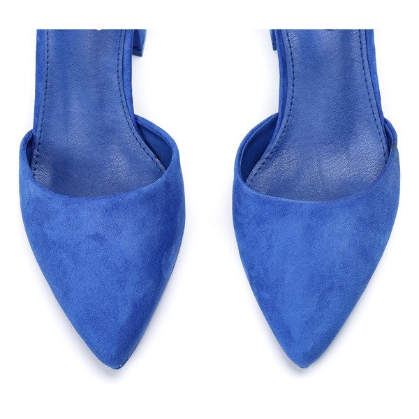 Modré pumpy na nízkém sloupku Blue Rose - Footwear 1