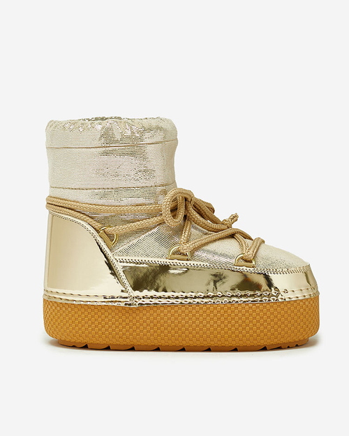 Royalfashion Жіночі золоті снігоступи на шнурівці Yevnoie