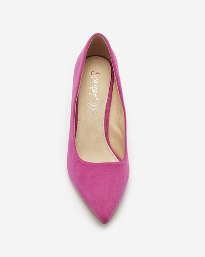 Жіночі туфлі-човники з екозамші кольору фуксії на стовпчику Afrogos- Взуття