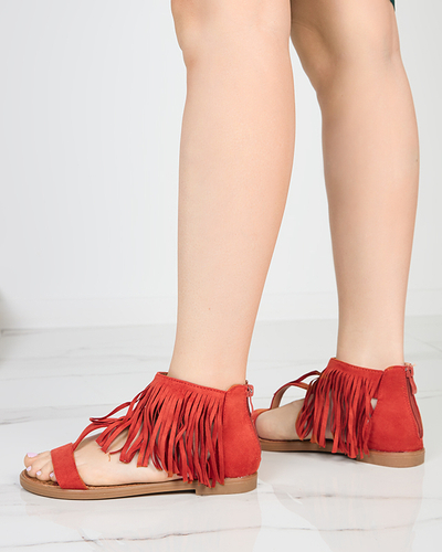 Dámské sandály s třásněmi v červenohnědé barvě Clov- Footwear