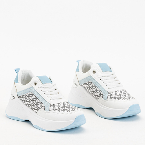 Білі жіночі кросівки з блакитними вставками Weniso