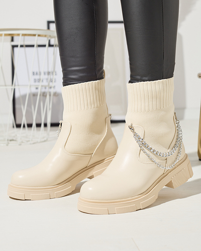 Бежеві жіночі черевики з верхом а'ля носок Foldaf- Footwear