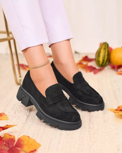 Royalfashion Černé dámské ažurové mokasíny Lace Glide