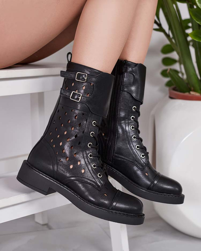 Royalfashion Dámské prolamované šněrovací kozačky Belsel