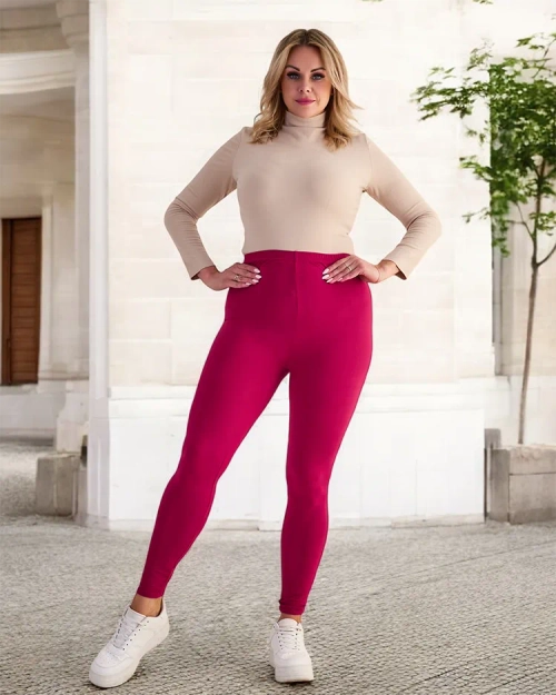Бордові жіночі бамбукові легінси PLUS SIZE - Одяг