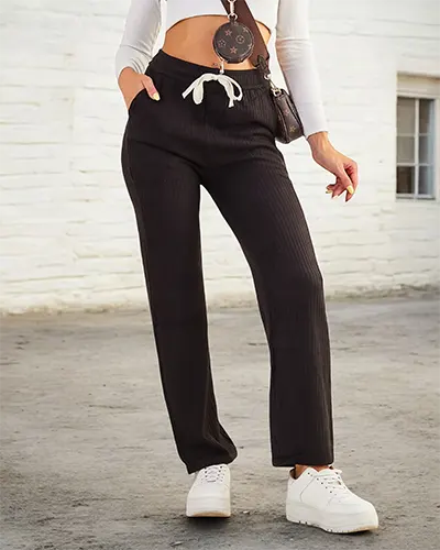 Royalfashion Dámské široké žebrované kalhoty PLUS SIZE