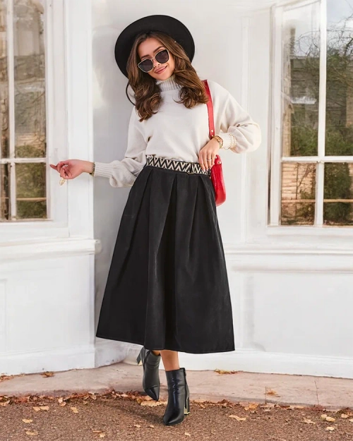 Жіноча міді-спідниця Royalfashion а ля вельвет