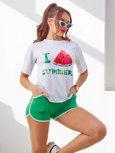 Royalfashion Жіночий спортивний комплект з футболкою та шортами Кавун