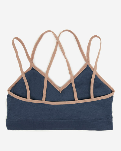 Námořnická modrá dámská sportovní podprsenka s tenkými ramínky - spodní prádlo