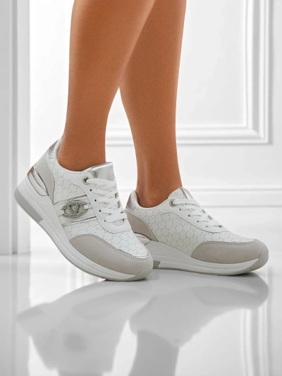 Dámské sneakersy Melania Bianca na klínku 6 cm ekologická kůže
