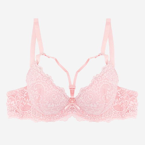 Рожевий мереживний бюстгальтер з бретелями - Нижня білизна