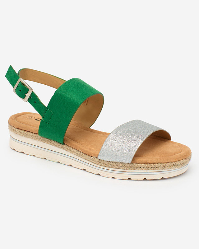Royalfashion Zeleno-stříbrné dámské ploché sandály Rosmier