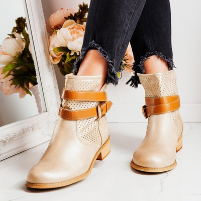 Zlaté boty s prolamovanou úpravou Helin - Obuv 1