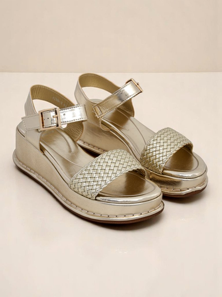 Royalfashion Dámské sandály na klínku s pleteným páskem Fiolle