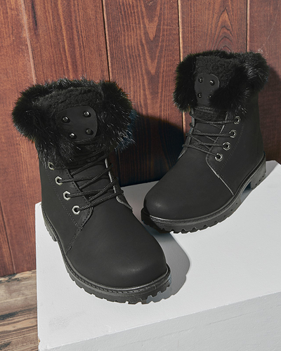 Klasické dámské kozačky a'la trapper v černé barvě Lausa- Footwear