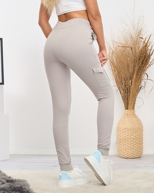 Жіночі сірі бавовняні спортивні штани - одяг