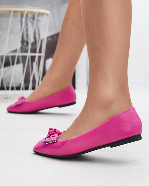 Жіночі рожеві балетки з декором на носі Caxien- Footwear