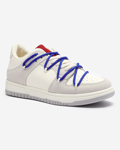 Біло-сірі жіночі спортивні кросівки на темно-синіх шнурках Olierinc - Взуття