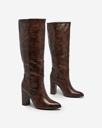 Royalfashion Темно-коричневі жіночі черевики з тисненням Telibitta