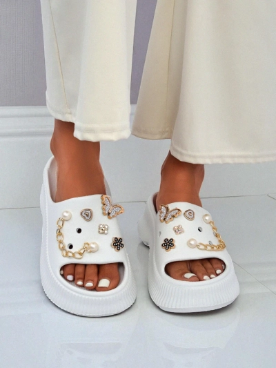 Royalfashion Dámské gumové sandály s ozdobami Slash Glam