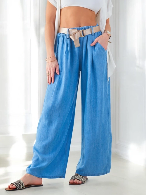 Royalfashion Легкі широкі жіночі штани з поясом