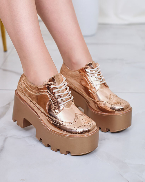 Royalfashion Рожево-золоті жіночі напівчеревики на високих підборах Kiaceas