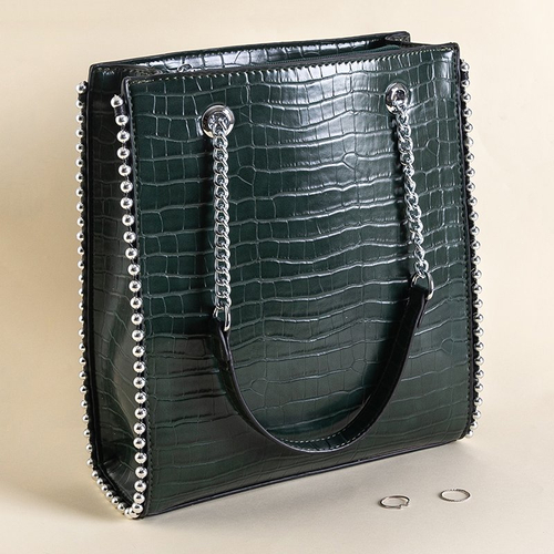 Зелена жіноча сумка під шкіру рептилії
