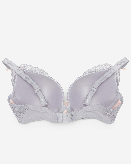 Сіро-рожевий жіночий мереживний бюстгальтер