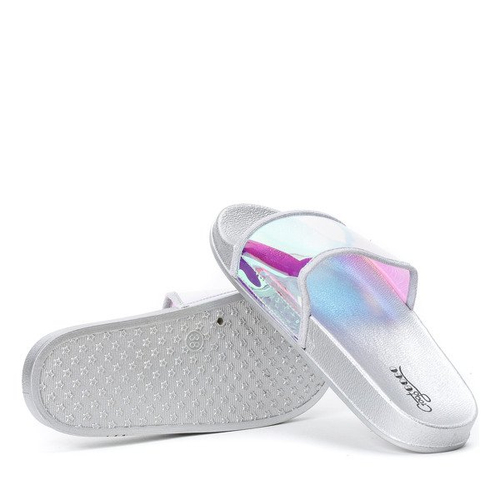 Срібні тапочки з голографічною смугою Active - Взуття 1