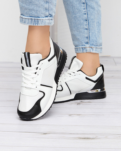 Bílé dámské sportovní boty s černými rubínovými vložkami - Obuv