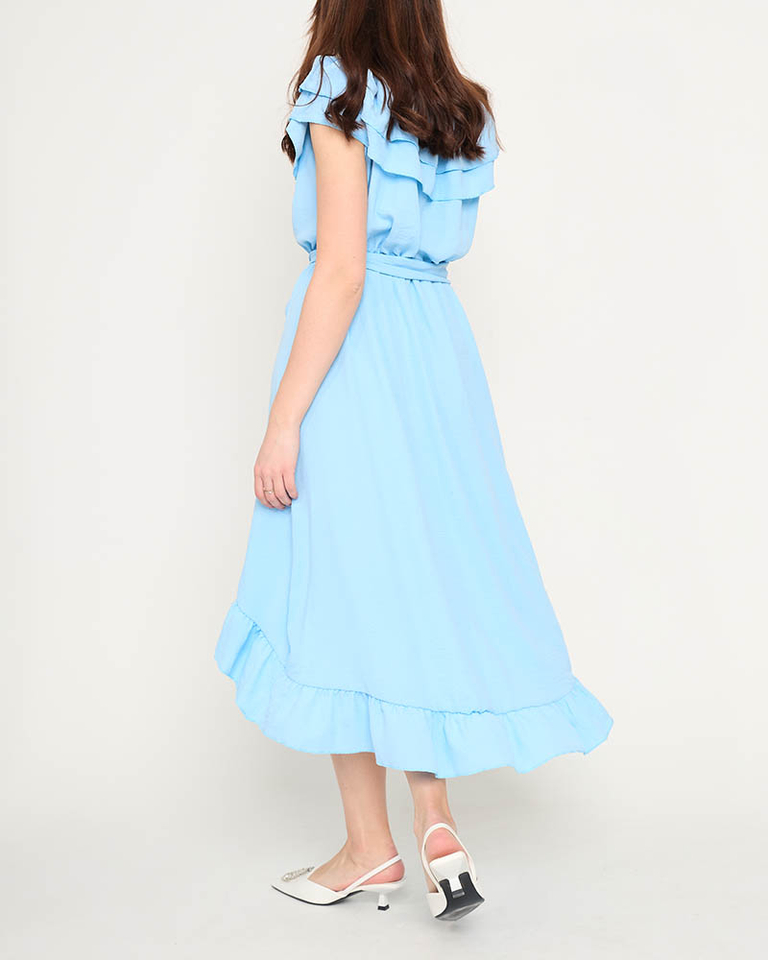 Modré dámské šaty s volánky a'la Spanish - Oblečení