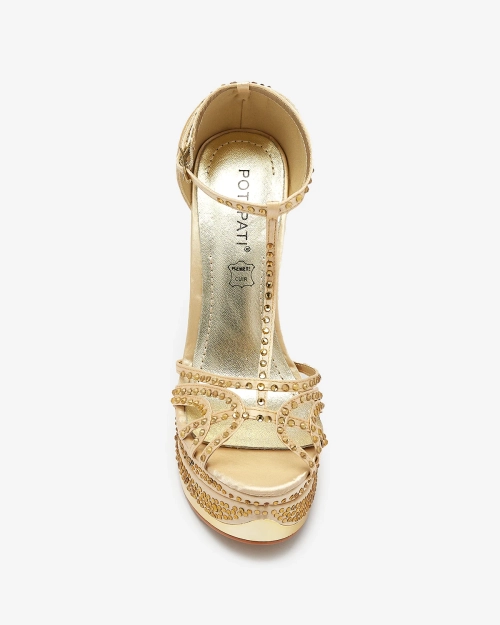 OUTLET Золоті жіночі човники з цирконами Nekko- Footwear