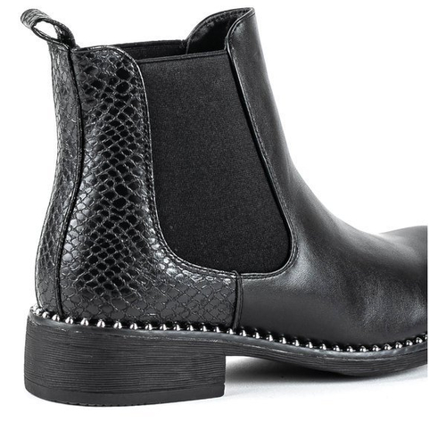 Чорні черевики з візерунком типу шкіра змїї Faviae - Взуття
