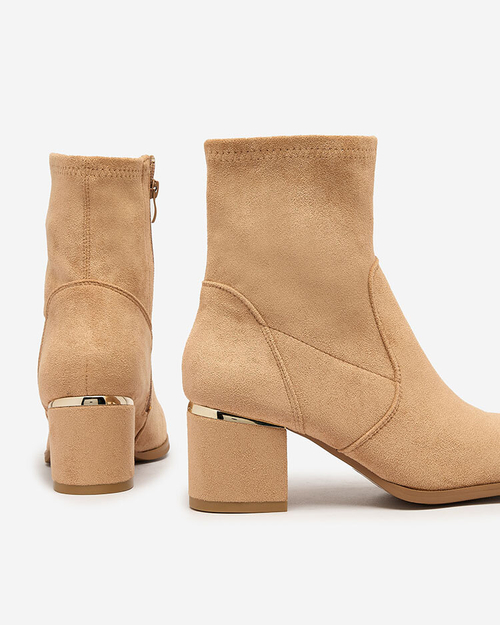 Royalfashion Світло-коричневі жіночі черевики на низькій шпильці Rejerra