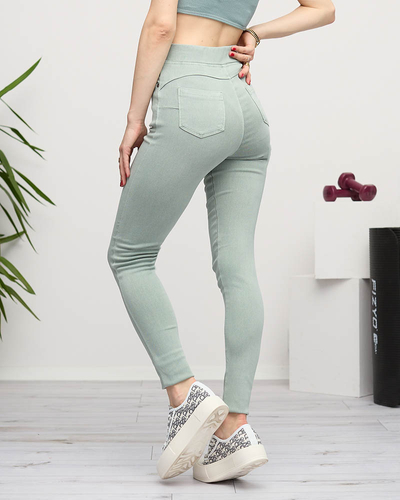 Dámské zelené treggings- Oblečení