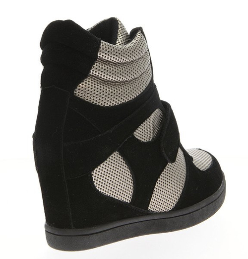 Czarne sneakersy na koturnie - Obuwie