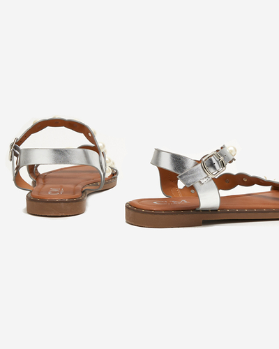 Срібні жіночі босоніжки з перлами Mastalia