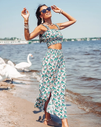 Жіночий комплект Royalfashion М'ята з квітковим принтом
