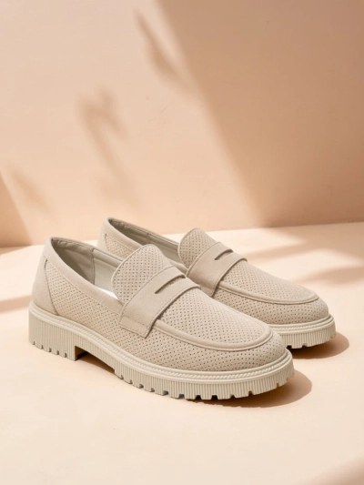 Dámské loafers Callista béžové, ekologická kůže, plochý podpatek 4 cm