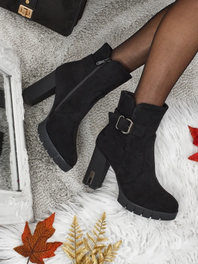 Dámské kotníkové boty eko semišové na sloupku Liravie
